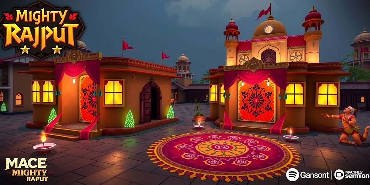 Mace Mighty Rajput Diwali event showing in-game forts decorated with lights and rangoli